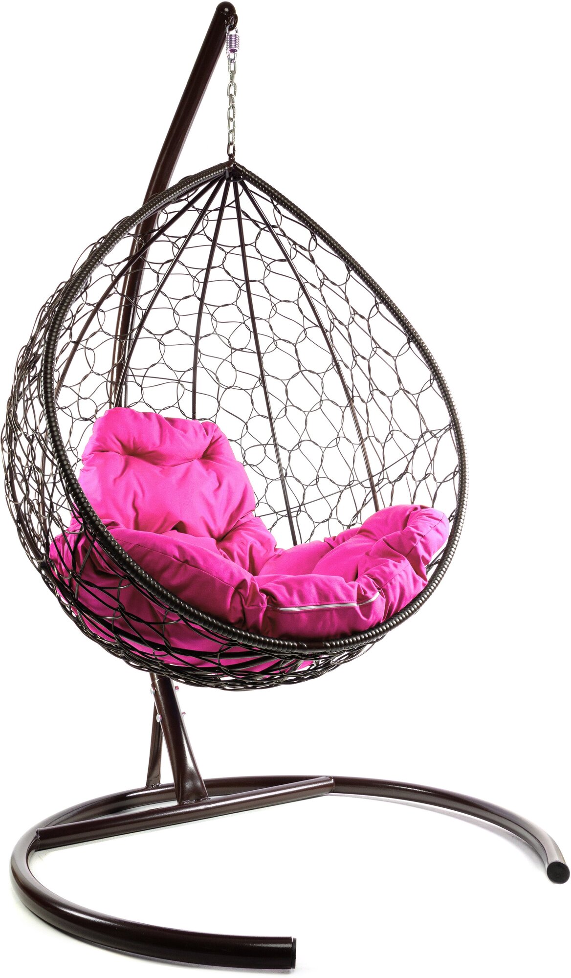 Подвесное кресло «капля» ротанг коричневое/розовая - фотография № 1