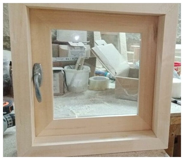 Окно деревянное 500х500 мм внутренняя ручка (липа) - фотография № 2