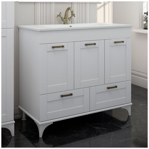 Тумба с раковиной Sanflor Ванесса 95, напольная, белая