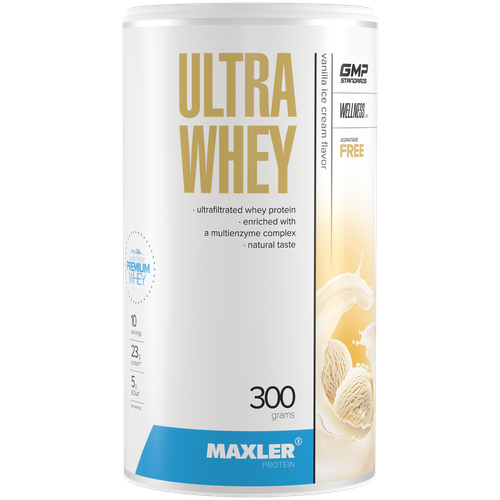 Протеин Maxler Ultra Whey, 300 гр., ванильное мороженое протеин maxler ultra whey 750 гр ванильное мороженое