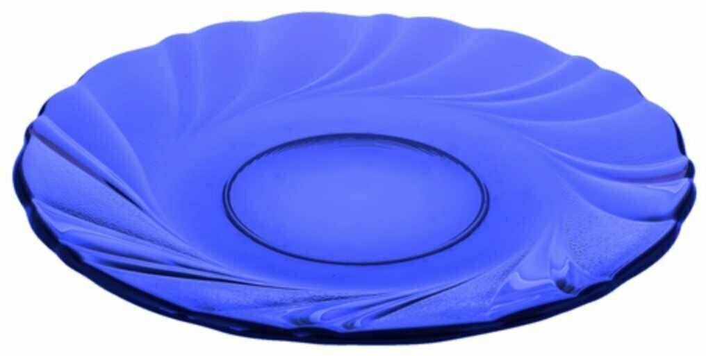 фото Тарелка обеденная, стекло, 21 см, круглая, Sea brim Saphir, 50186-06, синяя