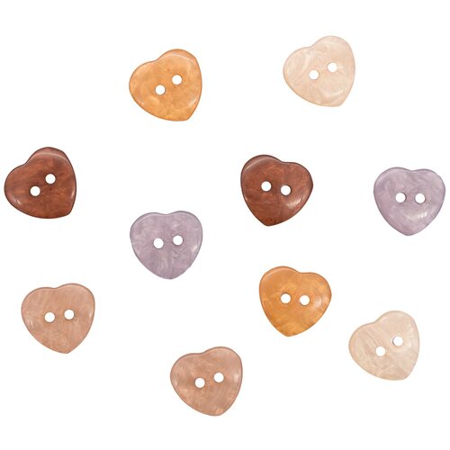 фото Набор пуговиц dress it up сердечки, 5834 10 шт. коричневый/перламутровый