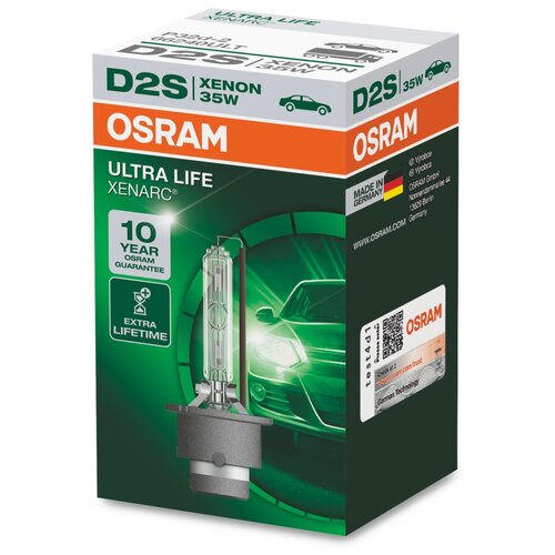 Лампа ксенон d2s 85v 35w xenarc ultra life p35d-2, карт.1 шт., osram, 66240ult