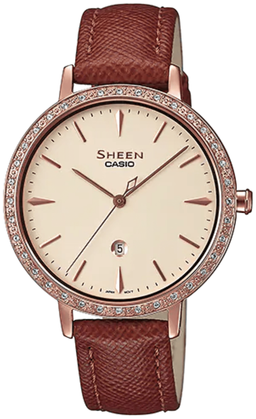 Наручные часы CASIO Sheen SHE-4535YGL-9A, коричневый, бежевый