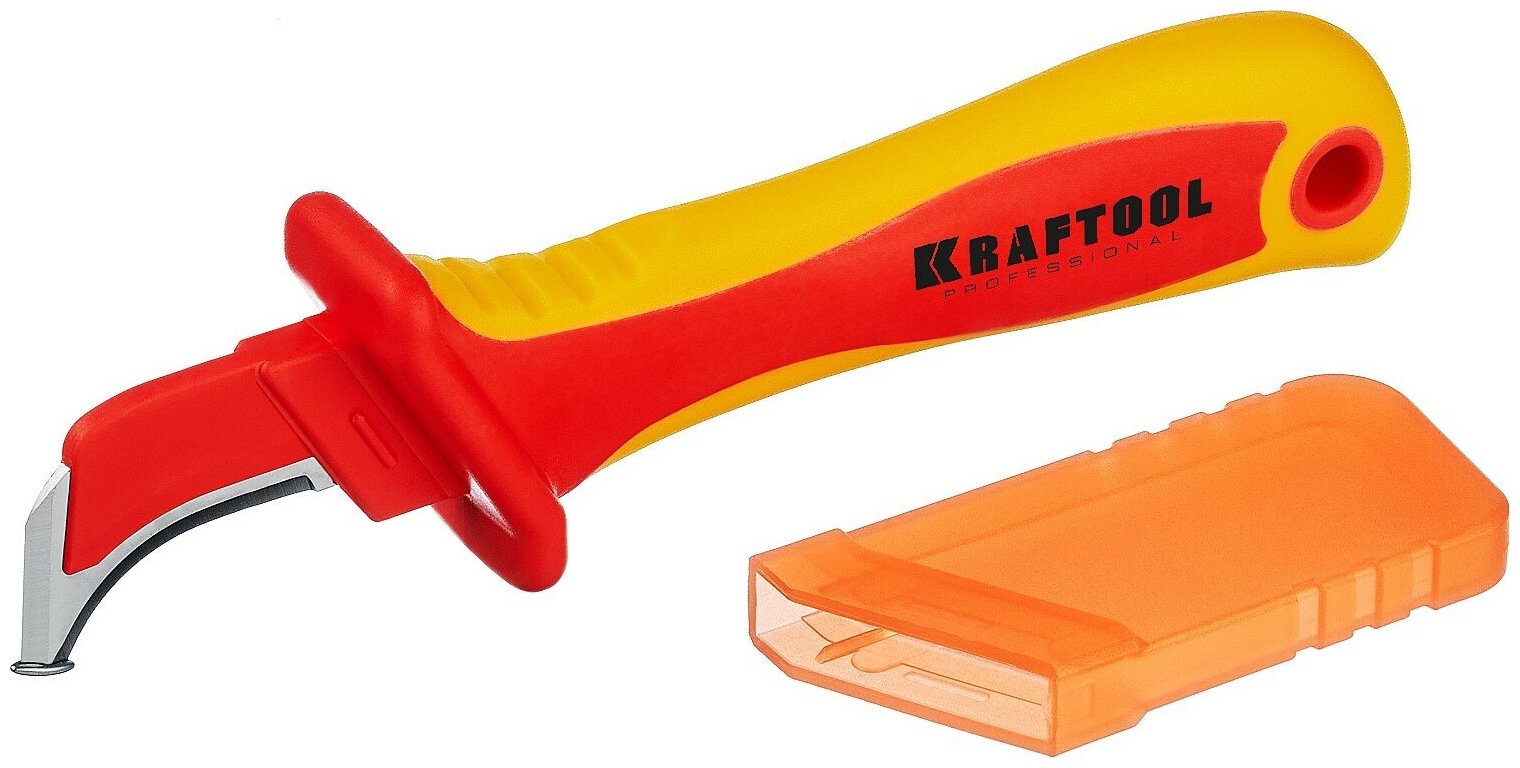 KRAFTOOL KN-7, 1000 В, изогнутый, диэлектрический нож электрика (45400)