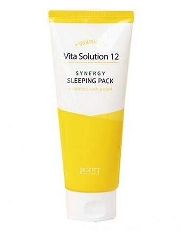Маска для лица ночная тонизирующая с витамином С [Jigott] Vita Solution 12 Synergy Sleeping Pack