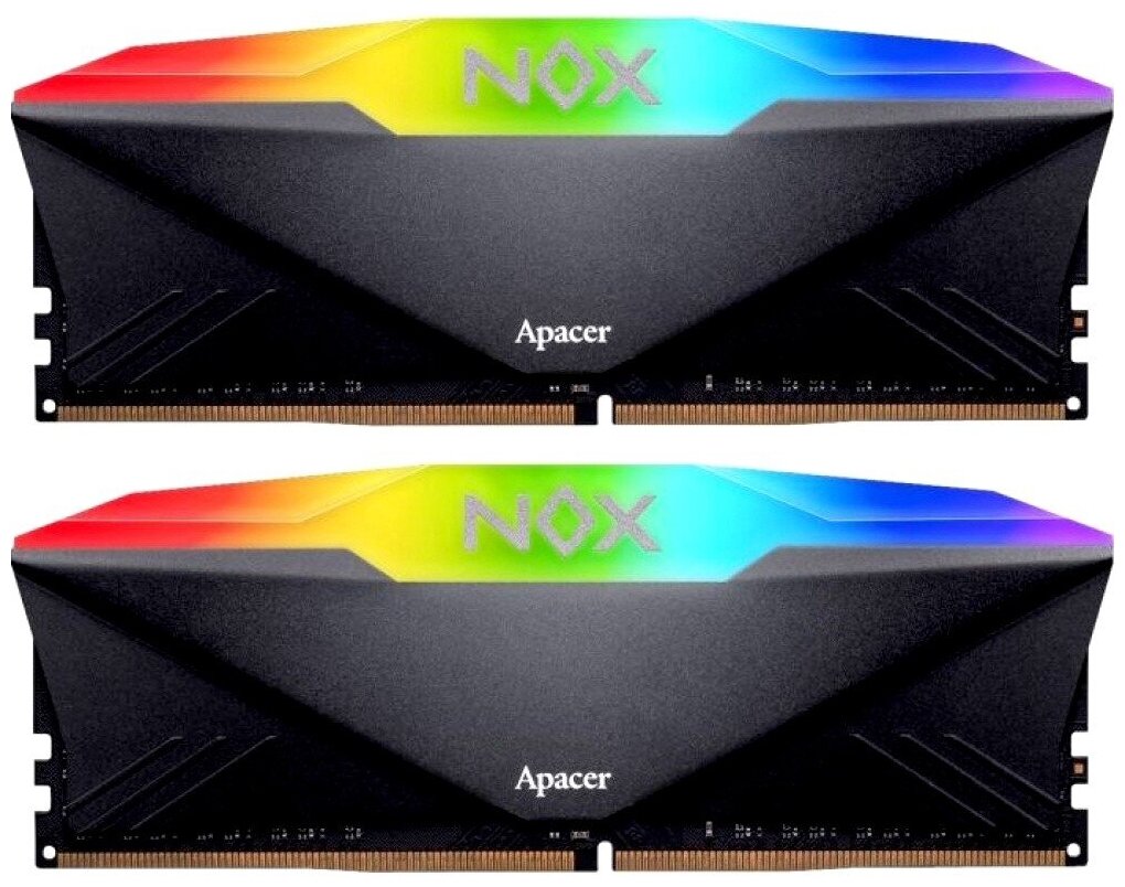 Модуль памяти Apacer DDR4 3600 16GB DIMM NOX RGB Black Gaming Memory AH4U16G36C25YNBAA-2 Non-ECC CL18 1.35V Kit (2x8GB) Intel XMP 2.0 Heat Sink