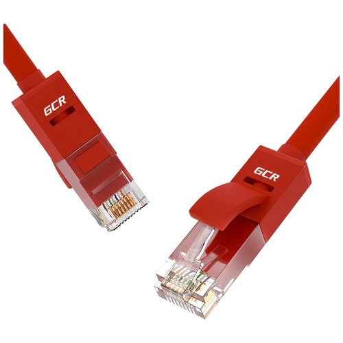 фото Патч-корд lan utp для подключения к интернету gcr lszh кат6 10 гбит/с rj45 0.5м красный сетевой кабель для ethernet cable роутер smart tv пк ps xbox
