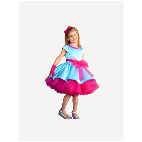 фото Платье laura, нарядное, однотонное, размер 146, голубой, розовый