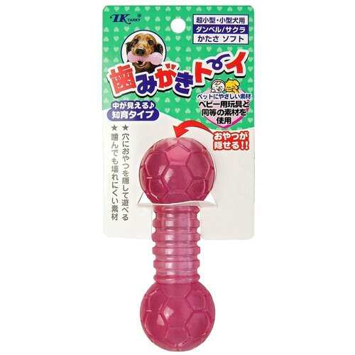 Игрушка для массажа десен и чистки зубов Japan Premium Pet в форме гантели для собак средних и мелких пород, цвет сакуры