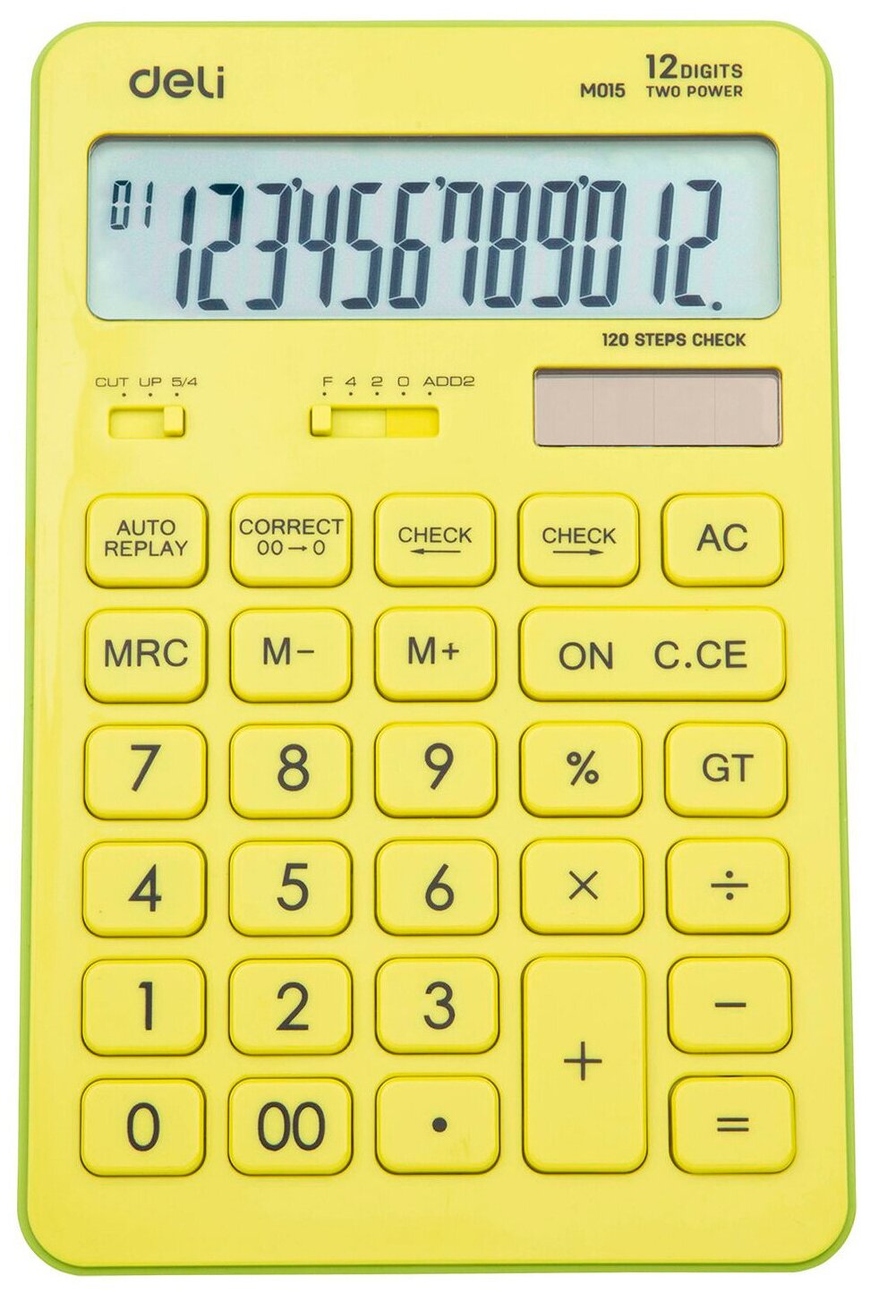 Комплект 3 штук Калькулятор настольный полноразм. Deli EM01551 12-р дв. пит175х108мм желт