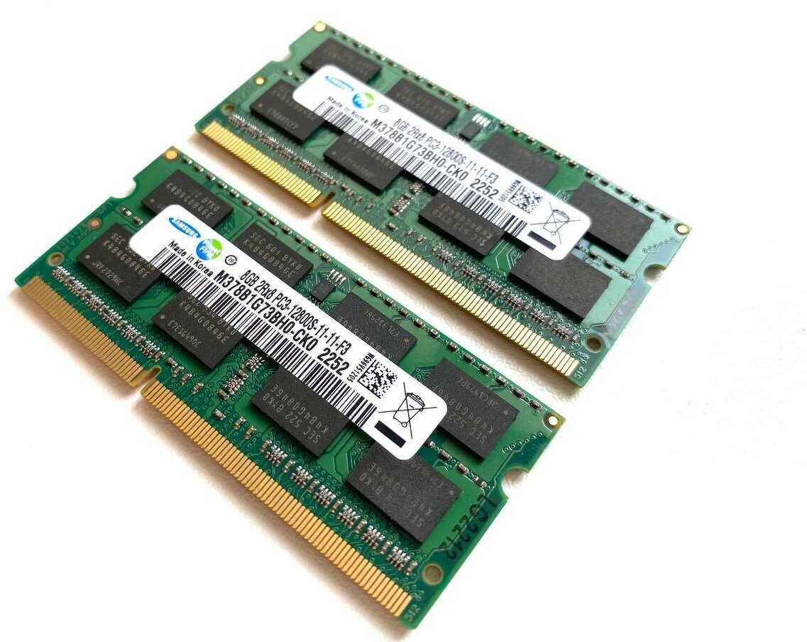 Оперативная память SO-DIMM Samsung DDR3 8GB PC3 1.5V 1600Мгц для ноутбука 2шт