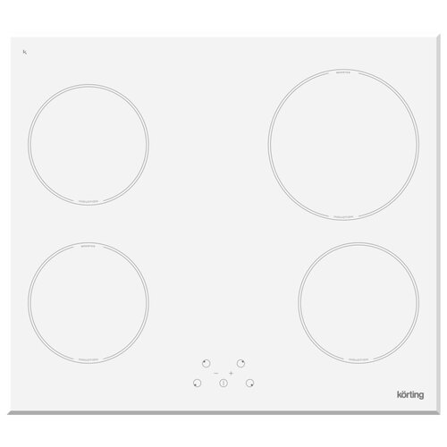 Встраиваемые индукционные панели Korting/ Индукционная, 5x58x51 см, стеклокерамика, индукционная, независимая, сенсорное управление, белая, скошенные края