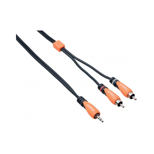 Кабель Bespeco 3,5 mm stereo jack - 2 x RCA (SLYMSR500), 5 м, черный/оранжевый кабель bespeco 3 5 mm stereo jack 2 x rca slymsr500 5 м черный оранжевый