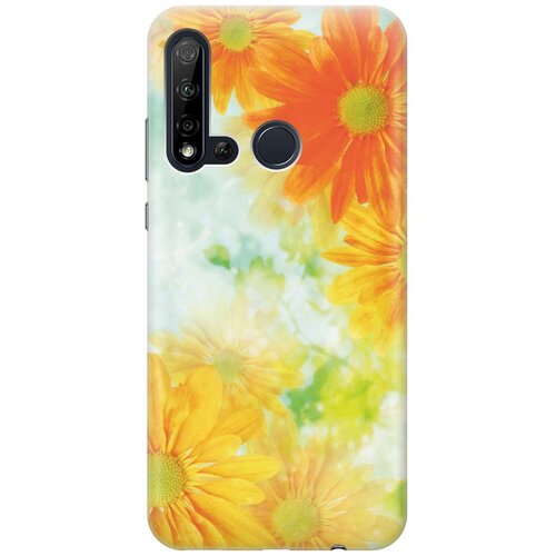 фото Gosso ультратонкий силиконовый чехол-накладка для huawei nova 5i / p20 lite (2019) с принтом "оранжевые цветы"