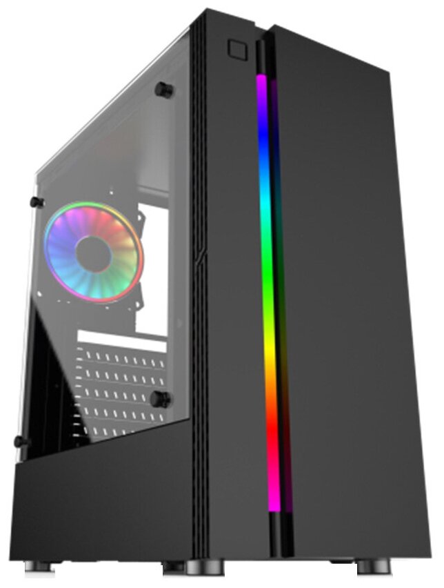 Exegate EX283741RUS Корпус Miditower EVO-9201 Black-RGB light, ATX, <без БП>, с окном, 2*USB+1*USB3.0, HD Audio