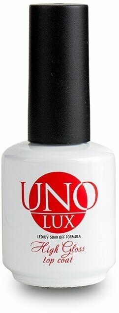 Топ для ногтей каучуковый глянцевый без липкого слоя UNO LUX Top Coat High Gloss, 15 мл