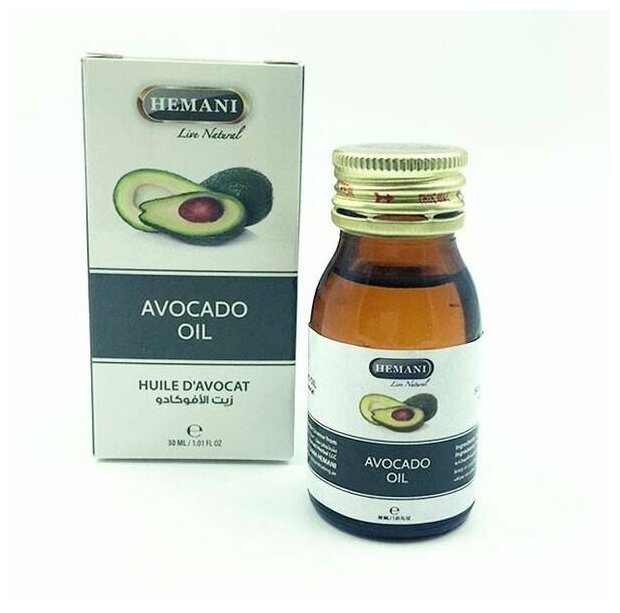 Масло авокадо Хемани (Avocado Oil Hemani) омоложение кожи, устранение воспалений кожи, 30 мл.