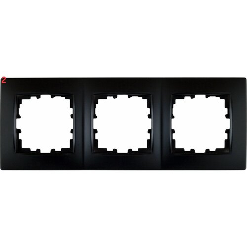 Рамка для розеток и выключателей Виктория сферическая 3 поста цвет чёрный бархат (2 шт.)