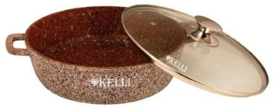 Жаровня Kelli KL-4019-24 из алюминия / 24 см / 3 литра / гранитное покрытие