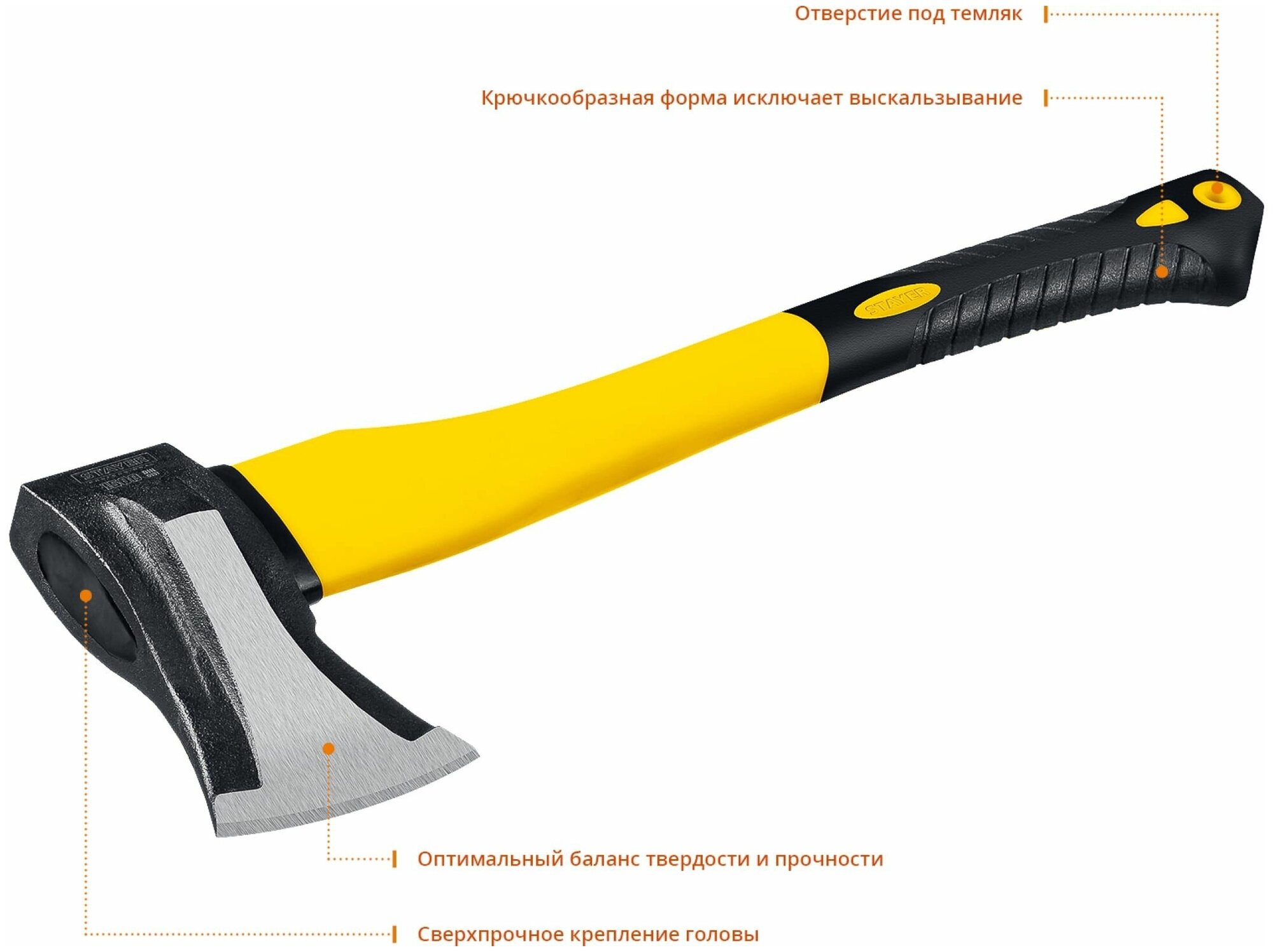 STAYER FIBERGLASS, 1000/1500 г, 380 мм, Кованый топор-колун (20623-10)