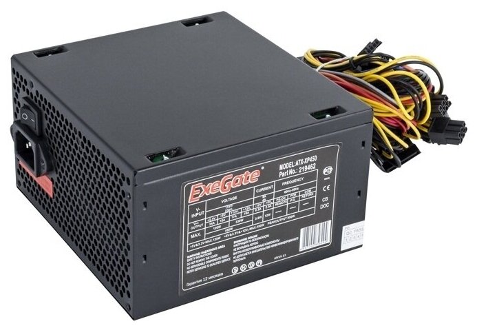 Блок питания Exegate EX219461RUS Блок питания 450W ATX-XP450 OEM, black, 12cm fan, 24+4pin, (6+2)pin PCI-E, 3*SATA, 1*FDD, 2*IDE