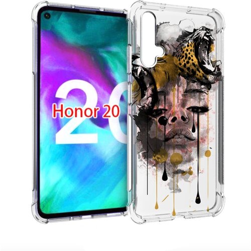 Чехол задняя-панель-накладка-бампер MyPads Девушка гепард женский для Huawei Honor 20/Honor 20S(Китайская версия YAL-AL50) противоударный