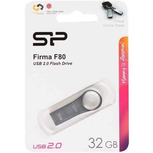 Флеш-память USB 32 Gb Silicon Power Firma F80, USB 2.0, Серебро, металл