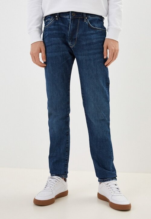 Джинсы Pepe Jeans, прямой силуэт, средняя посадка, размер 34, голубой