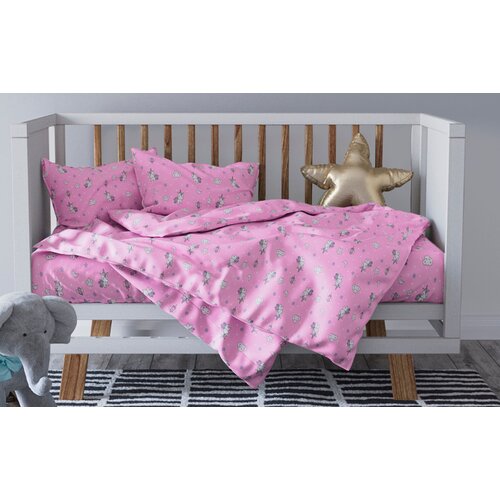 Комплект постельного белья Детский в кроватку Galtex Единорожки розовый комплект постельного белья детский единорожки поплин