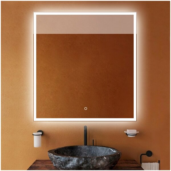 Зеркало "Valled" 75 х 80 см, в ванную комнату с LED подсветкой, настенное зеркало в прихожую для макияжа, зеркало гримерное на стену большое