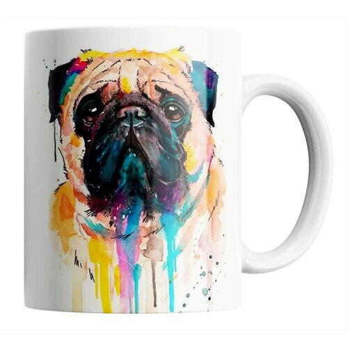 Кружка с собакой МопсPugдруг человекалучший друг Мопсdogsживотныесобаколюбс принтом, 330 мл, 1 шт