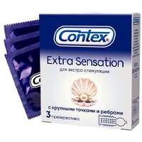 CONTEX Презервативы Extra Sensation с крупными точками и ребрами №3