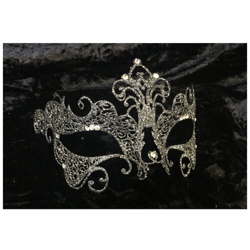 фото Карнавальная ажурная маска с серебряными блестками giacometti