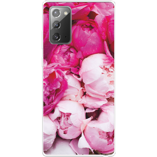 Силиконовый чехол на Samsung Galaxy Note 20 / Самсунг Галакси Ноут 20 Пионы розово-белые