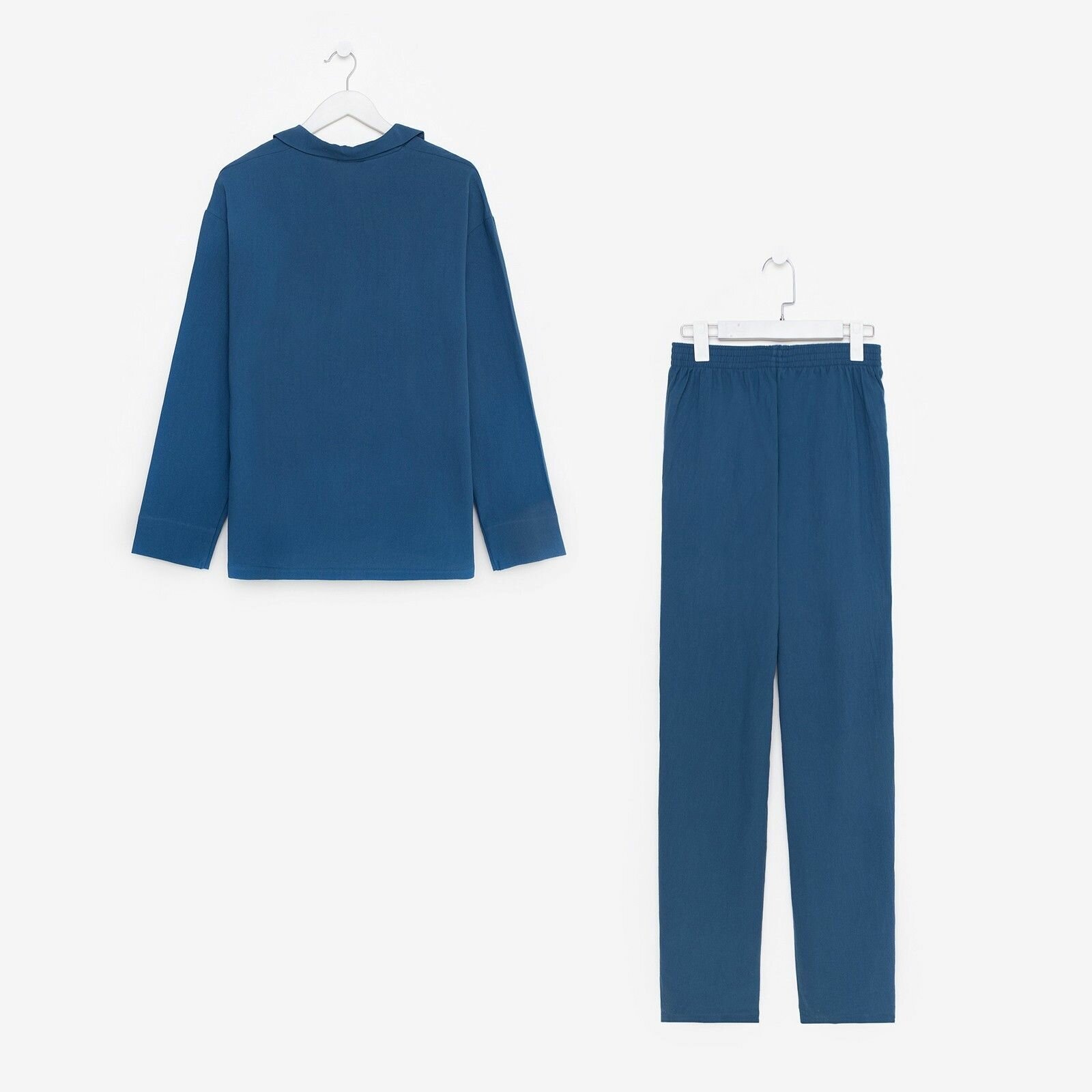 Пижама женская (рубашка и брюки) KAFTAN "Basic" р.48-50, синий - фотография № 5