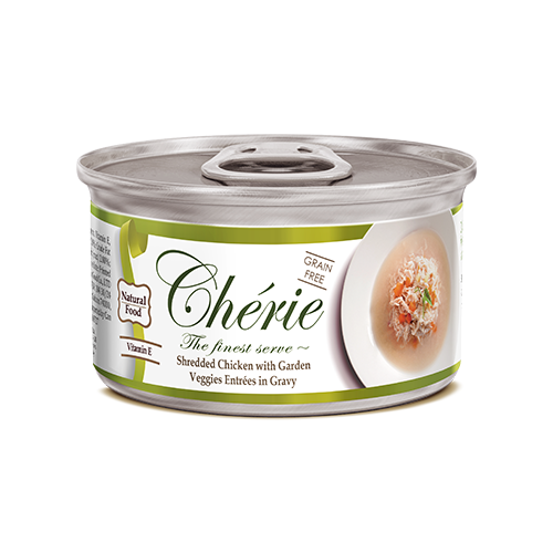 Влажный корм для кошек Pettric Cherie Grain Free, беззерновой, с курицей, с овощами 24 шт. х 80 г (кусочки в соусе)