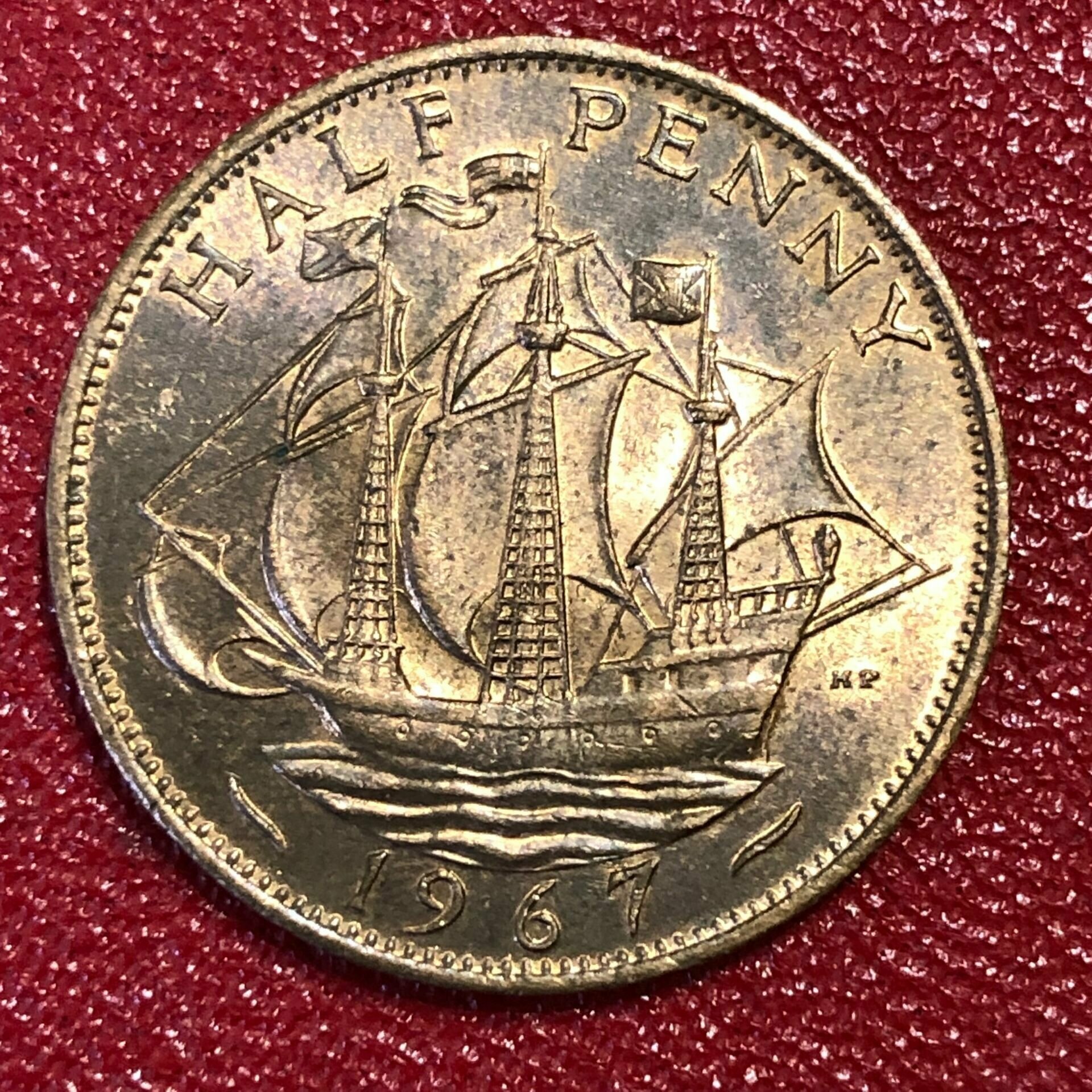 Монета Великобритания 1/2 Пенни 1967 год #7