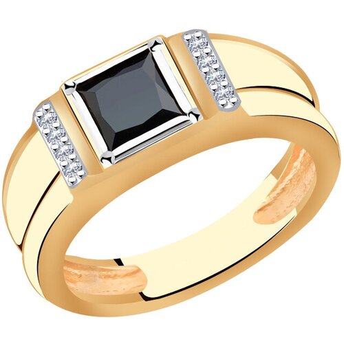 фото Золотое кольцо aquamarine 62134а с фианитом diamant-online