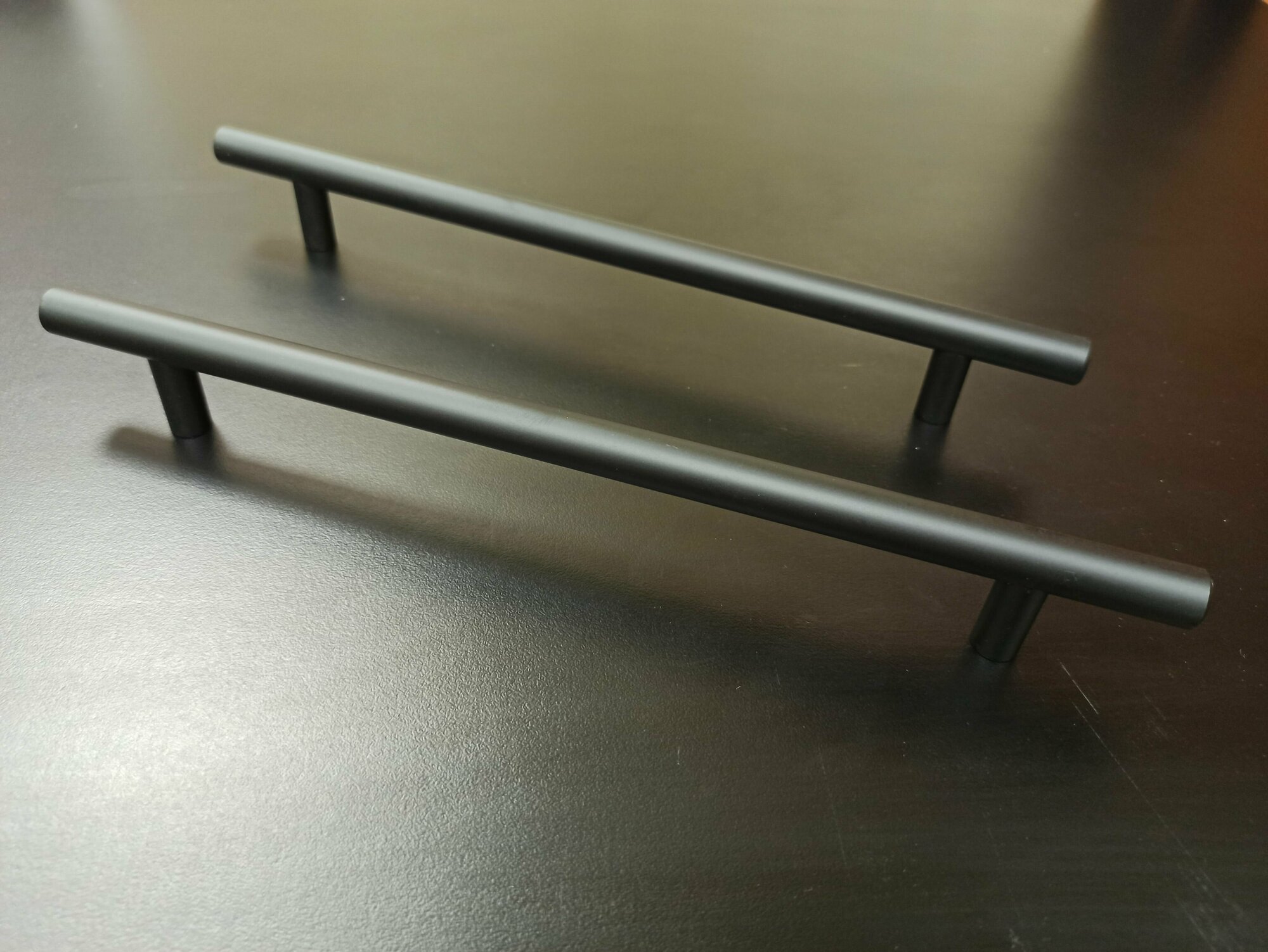 Ручка-рейлинг, мебельная 12 мм, 192 мм, матовый черный KERRON 2 шт.