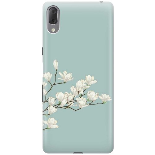 фото Re:paчехол - накладка artcolor для sony xperia l3 с принтом "сакура на голубом"