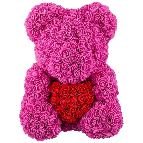 Изделие декоративное ARTI-M медвежонок из роз с сердцем 40 см 192-511