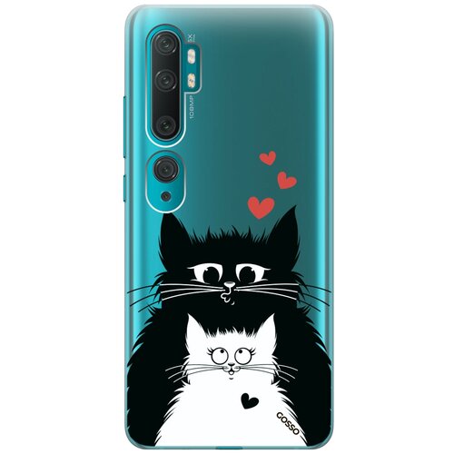 Ультратонкий силиконовый чехол-накладка Transparent для Xiaomi Mi Note 10, Note 10 Pro с 3D принтом Cats in Love ультратонкий силиконовый чехол накладка transparent для samsung galaxy note 10 с 3d принтом cats in love