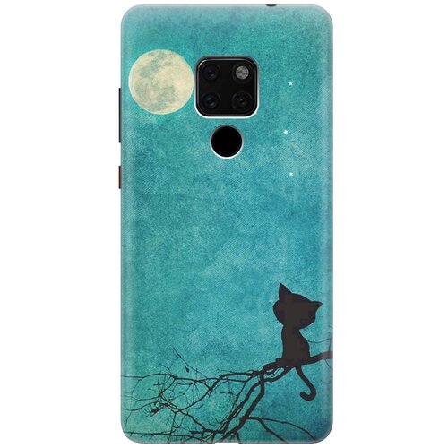 фото Re:paчехол - накладка artcolor для huawei mate 20 с принтом "котенок и луна"