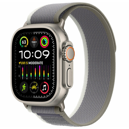 Apple Watch Ultra 2 49mm Titanium Case with Green/Gray Trail Loop - S/M (GPS + Cellular)