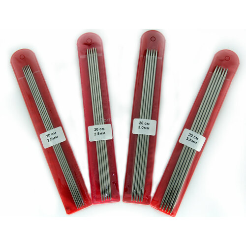 Спицы металлические для вязания длина 20 см размеры 20-35мм уп-4 набора 580₽