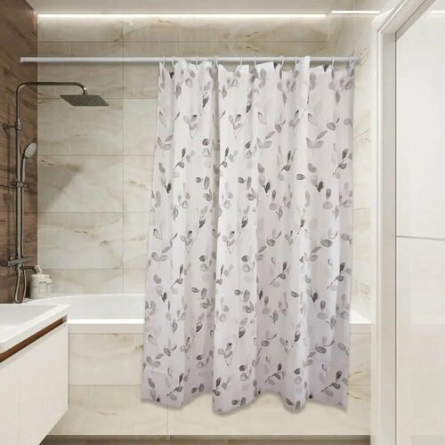 Штора для ванной Сантис Растительный узор, 180х180 см (35180)