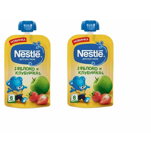 Пюре детское Nestle яблоко-клубника с 6 месяцев 90 г 2 шт