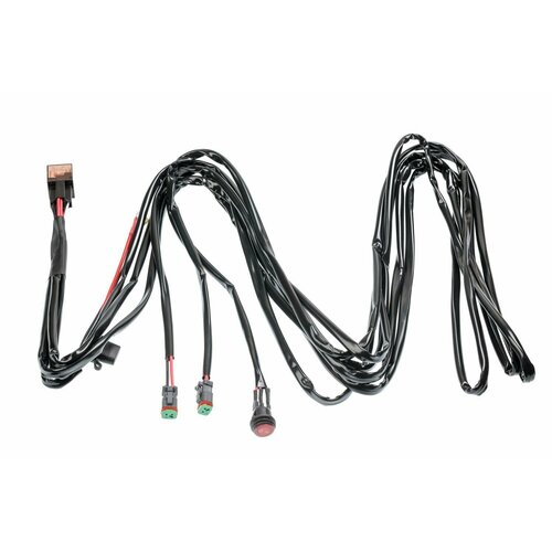 Проводка для Двух фар мощностью до 120W, 12V, Врезная кнопка круглая с реле и предохранителем.