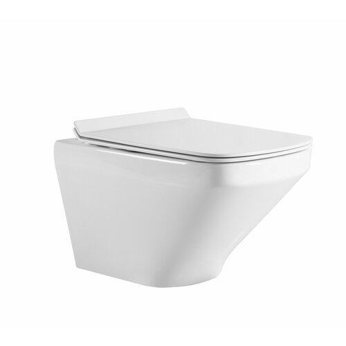 Унитаз подвесной безободковый HOLLER TOR LONG (540*370*350мм, сиденье дюропласт, микролифт) белый